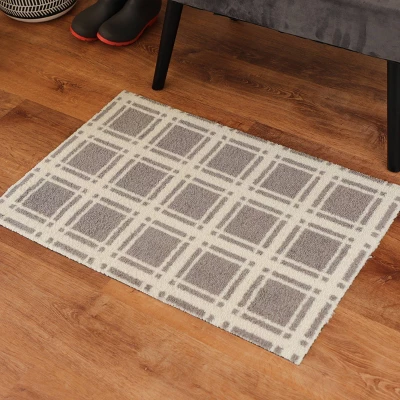 2'x3' ColorStar Prairie Grid Door Mat Gray - Bungalow Flooring 3 2'x3' ColorStar Prairie Grid Door Mat Gray - Bungalow Flooring