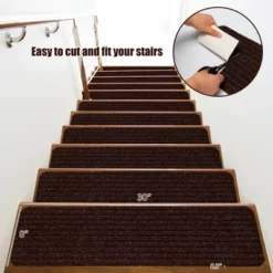 Costway 15 PCS Slip-resistant Stair Mats 30'' X 8'' Non-Slip Stair Treads Carpet