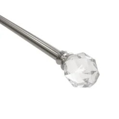 Decorative Drapery Curtain Rod With Faceted Crystal Finials Brushed Nickel - Lumi Home Furnishings