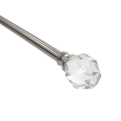 Decorative Drapery Curtain Rod With Faceted Crystal Finials Brushed Nickel - Lumi Home Furnishings 3 Decorative Drapery Curtain Rod With Faceted Crystal Finials Brushed Nickel - Lumi Home Furnishings