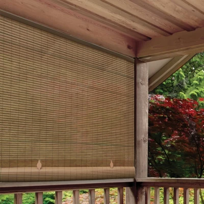 72" X 72" Outdoor Oval Vinyl Cord-Free PVC Rollup Blinds Woodgrain - Radiance 6 72" X 72" Outdoor Oval Vinyl Cord-Free PVC Rollup Blinds Woodgrain - Radiance - Image 4