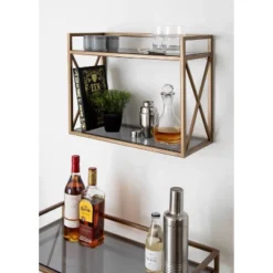 18" X 8" X 15" Blex Metal And Glass Wall Shelf Gold - Kate & Laurel All Things Decor -Home Decor Store GUEST 955a4e4b 32b3 4e98 8819 f2533a430332