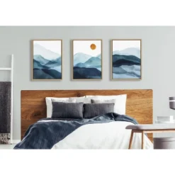 (Set Of 3) 18" X 24" Sylvie Blue Mountain Range Framed Canvas Set Natural - Kate & Laurel All Things Decor -Home Decor Store GUEST 95f0f62f 3aff 4067 8866 5e7e2c3e9a26