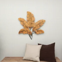 Metal Leaf Clutter Palm Wall Decor With Distressed Textured Brown - Olivia & May -Home Decor Store GUEST 9637c861 c5d6 41fe 874e 885f89e47af1