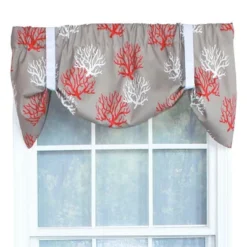 Sea Coral Suspender Style 3" Rod Pocket Valance 50" X 16" Red By RLF Home