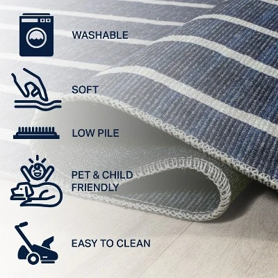 Rand Distressed Ticking Stripe Machine-Washable Area Rug - JONATHAN Y 6 Rand Distressed Ticking Stripe Machine-Washable Area Rug - JONATHAN Y - Image 4