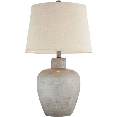 Regency Hill Glenn Rustic Country Cottage Table Lamps 27" Tall Set Of 2 Brushed Gray Terra Cotta Beige Fabric Shade For Bedroom Living Room Nightstand 9 Regency Hill Glenn Rustic Country Cottage Table Lamps 27" Tall Set Of 2 Brushed Gray Terra Cotta Beige Fabric Shade For Bedroom Living Room Nightstand - Image 7
