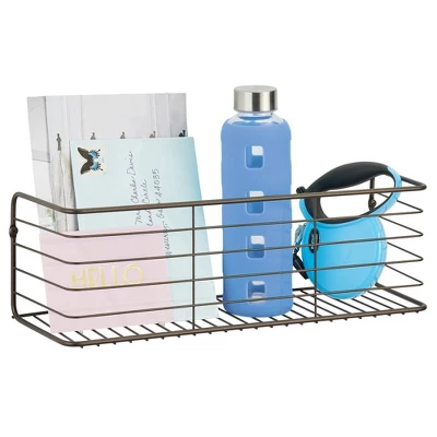 MDesign Wide Metal Wall Mount Storage Organizer Display Shelf - 2 Pack, Black 5 MDesign Wide Metal Wall Mount Storage Organizer Display Shelf - 2 Pack, Black - Image 3