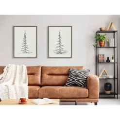 (Set Of 2) 18" X 24" Sylvie Minimalist Evergreen Trees Sketch Framed Canvas Set Gray - Kate & Laurel All Things Decor -Home Decor Store GUEST 9d7e7d15 b26d 424b a26c 53b22fe30a27