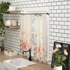 Rosalind Watercolor Floral Semi-Sheer Rod Pocket Kitchen Curtain Valance And Tiers Set Poppy Red - No. 918 11 Rosalind Watercolor Floral Semi-Sheer Rod Pocket Kitchen Curtain Valance And Tiers Set Poppy Red - No. 918 -Home Decor Store GUEST a255d4ad 82f6 4018 b64e 4fad6d63fe36