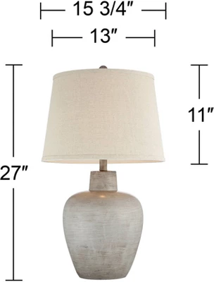 Regency Hill Glenn Rustic Country Cottage Table Lamps 27" Tall Set Of 2 Brushed Gray Terra Cotta Beige Fabric Shade For Bedroom Living Room Nightstand 7 Regency Hill Glenn Rustic Country Cottage Table Lamps 27" Tall Set Of 2 Brushed Gray Terra Cotta Beige Fabric Shade For Bedroom Living Room Nightstand - Image 5