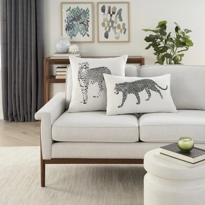 Mina Victory Outdoor Raised Print Leopard Lumbar Throw Pillow 6 Mina Victory Outdoor Raised Print Leopard Lumbar Throw Pillow - Image 4