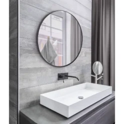 28" Rollo Round Wall Mirror Black - Kate & Laurel All Things Decor -Home Decor Store GUEST a5652fd4 4c9f 4ea7 acba a671f0851567