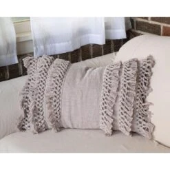 Gray Hand Woven 14x22" Decorative Cotton Throw Pillow With Hand Braided Tassels - Foreside Home & Garden -Home Decor Store GUEST a92d5e29 02b8 4601 b68e 8c75e475e0f9