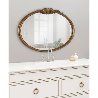 27" X 18.7" Arendahl Oval Wall Mirror Gold - Kate & Laurel All Things Decor 7 27" X 18.7" Arendahl Oval Wall Mirror Gold - Kate & Laurel All Things Decor - Image 5