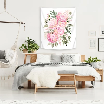 Watercolor Ranunculus In Pink By Blursbyai Wall Tapestry - Americanflat 3 Watercolor Ranunculus In Pink By Blursbyai Wall Tapestry - Americanflat