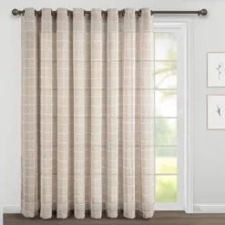 Home Boutique Farmhouse Textured Grommet Sheer Window Curtain Panel Neutral Single 115x84