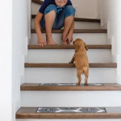 World Rug Gallery Modern Floral Circles Non-Slip Stair Treads -Home Decor Store GUEST afa85d5c d0d5 47b5 8892 496641ee0b5f