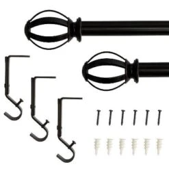 Decorative Drapery Single Rod Set With Cage Ball Finials Oil Rubbed Bronze - Lumi Home Furnishings -Home Decor Store GUEST b03b95ee f13d 4f23 90b1 9fc0e6dc8cf3