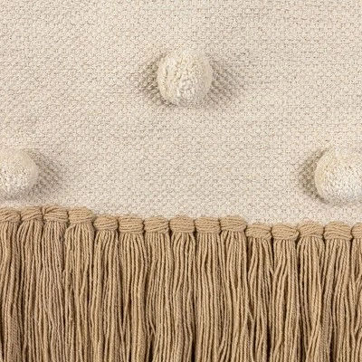 Hand Woven With Poms And Fringe Wall Art Cotton & Wood Dowel By Foreside Home & Garden 6 Hand Woven With Poms And Fringe Wall Art Cotton & Wood Dowel By Foreside Home & Garden - Image 4