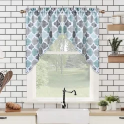 Geometric Quatrefoil Swag Valance Curtains For Windows Cotton Blend Fabric, 56" W X 36" L -Home Decor Store GUEST b60f8386 9c8c 4d6e b3c0 46594c702602