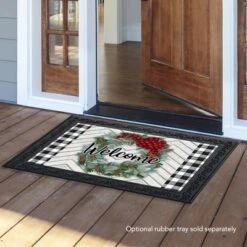 Briarwood Lane Winter Wreath Welcome Doormat Checkered Indoor Out -Home Decor Store GUEST b6faa804 0326 44a6 b2b6 caf05f59934a