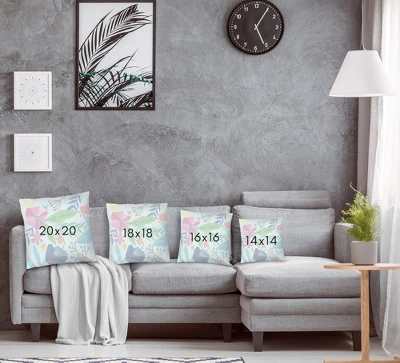 Abstract Flowers & Leaves On Blue By Liz And Kate Pope Throw Pillow - Americanflat 5 Abstract Flowers & Leaves On Blue By Liz And Kate Pope Throw Pillow - Americanflat - Image 3