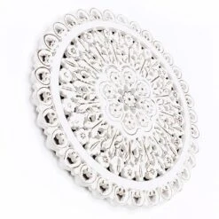 LuxenHome White Wood Flower 23.86" Round Wall Decor Home Decor Interior Design -Home Decor Store GUEST b9b2910a 2314 474d be94 717b355a82f7