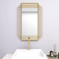 Rectangle Metal Glam Geometric Wall Mirror Gold - CosmoLiving By Cosmopolitan -Home Decor Store GUEST bc3609a7 40f9 47eb a9dc 10231d79762f