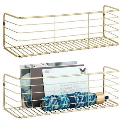 MDesign Wide Metal Wall Mount Storage Organizer Display Shelf - 2 Pack, Black 11 MDesign Wide Metal Wall Mount Storage Organizer Display Shelf - 2 Pack, Black - Image 9