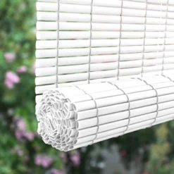Home Decor Store 49 60" X 72" Outdoor Oval Vinyl Cord-Free PVC Rollup Blinds White - Radiance