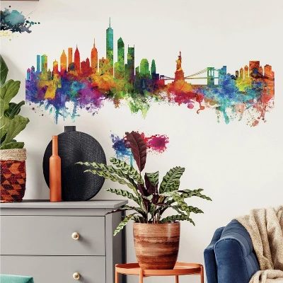 New York City Skyline Peel And Stick Giant Wall Decal - RoomMates 2 New York City Skyline Peel And Stick Giant Wall Decal - RoomMates