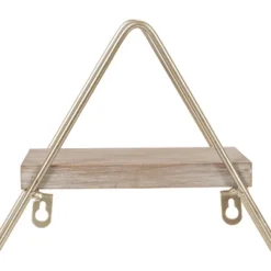 20.8" X 24.2" Tilde Three-Tier Triangle Wood And Metal Wall Shelf Natural/Gold - Kate & Laurel All Things Decor -Home Decor Store GUEST c0b5a7c7 fbe6 4ec0 9b1c 6194677754c1