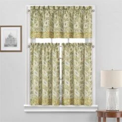2pk 52"x36" Paisley Verveine Window Tiers Green - Waverly