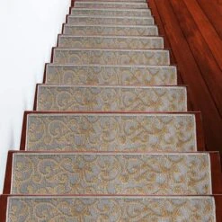 Sussexhome Leaves Collection Non-Slip Carpet Stair Treads For Wooden Steps, 9" X 28"