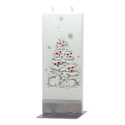 Christmas 5.75" White Tree And Bunnies Snowy Hand Paited Flatyz Candles - Flame Candles 4 Christmas 5.75" White Tree And Bunnies Snowy Hand Paited Flatyz Candles - Flame Candles - Image 2