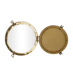 Brass Sail Boat Wall Mirror With Port Hole Detailing Gold- Novogratz -Home Decor Store GUEST cadb9ec0 d6bf 4548 b665 3935efc5afc4