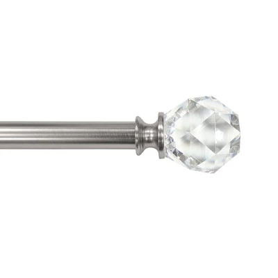 Decorative Drapery Curtain Rod With Faceted Crystal Finials Brushed Nickel - Lumi Home Furnishings 7 Decorative Drapery Curtain Rod With Faceted Crystal Finials Brushed Nickel - Lumi Home Furnishings - Image 5
