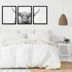 Home Decor Store 23 (Set Of 3) Triptych Wall Art Highland Bull Horns By Sisi And Seb - Set Of 3 Framed Prints - Americanflat