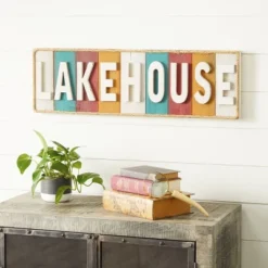 Wooden Sign Lake House Wall Decor White - Olivia & May -Home Decor Store GUEST d01e34ab b008 4f75 99fa 1f9e93000f87