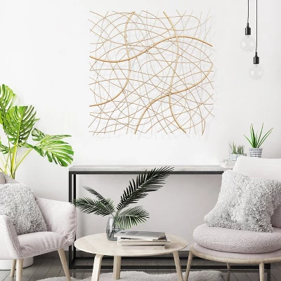 LuxenHome 26.4" Square Gold Abstract Metal Wall Decor 6 LuxenHome 26.4" Square Gold Abstract Metal Wall Decor - Image 4