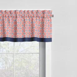Bacati - Olivia Coral/Navy Window Valance