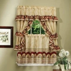 GoodGram Sunflower Complete 5 Pc. Cottage Kitchen Curtain Set