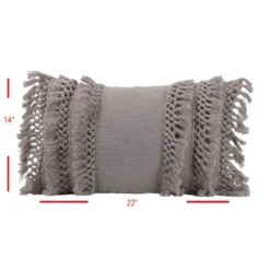 Gray Hand Woven 14x22" Decorative Cotton Throw Pillow With Hand Braided Tassels - Foreside Home & Garden -Home Decor Store GUEST d8e8bf54 4092 4d38 9173 1026b5ed9f2b