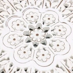 LuxenHome White Wood Flower 23.86" Round Wall Decor Home Decor Interior Design -Home Decor Store GUEST dc6bdcdc 08f7 4167 bae0 684093ffaaa4