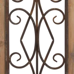 Wood Scroll Window Inspired Wall Decor With Metal Scrollwork Relief Brown - Olivia & May -Home Decor Store GUEST df521aa7 26cf 43e4 a809 727462cfba05