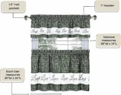 Kate Aurora Country Farmhouse Gingham Plaid Check Live~Laugh~Love 3 Pc Kitchen Curtain Set -Home Decor Store GUEST e3d1ec28 2061 47d9 b589 b69be731665a