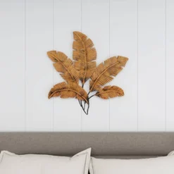 Metal Leaf Clutter Palm Wall Decor With Distressed Textured Brown - Olivia & May -Home Decor Store GUEST e4530cad 9011 4a83 81ca 2ee4943eb6a6
