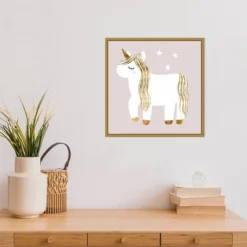 16" X 16" Sleepy Unicorn I By Victoria Barnes Framed Canvas Wall Art - Amanti Art -Home Decor Store GUEST e91a045d fb1c 4672 be75 f432a8538387