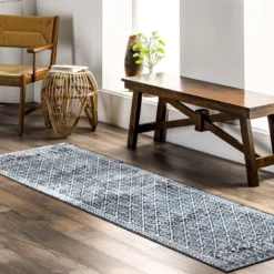 NuLOOM Prestyn Machine Washable Faded Trellis Area Rug